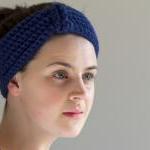 Navy Blue Crochet Headband ..