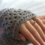 Grey Crochet Wrist Warmers