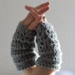 Grey Crochet Wrist Warmers