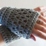 Grey Crochet Wrist Warmers