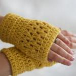 Mustard Yellow Crochet Wri..