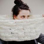 Chunky Starry Lace Crochet Infinity Cowl in Cream