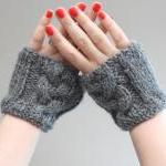 Grey/Gray Cable Knit Wrist ..