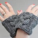 Grey/Gray Cable Knit Wrist ..