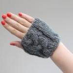 Grey/Gray Cable Knit Wrist ..