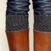 Crochet Boot Cuffs in Dark Slate Grey/Gray
