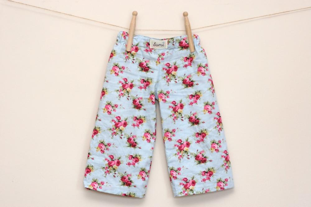 Kids Pyjama Pants - Cotton PJ Pants - Floral Cotton pyjama bottoms for babies and children - Rosy Posey pyjamas s for kids