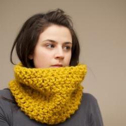 Chunky Crochet Cowl in Mustard Yellow